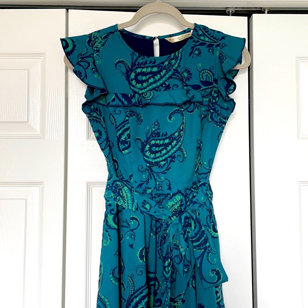 Green Butterfly Sleeve Dress